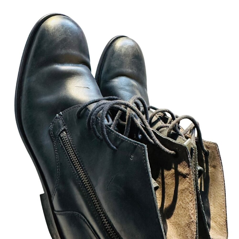 Varvatos Black Boots w Horizontal Zipper